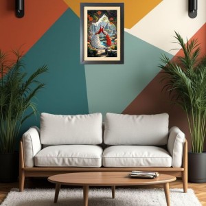 The orange color peacocks Photo Frame Funny Animal and Bird Cartoon Art, Black color, 15x19 Inch The orange color peacocks Photo Frame Funny Animal and Bird Cartoon Art, Black color, 15x19 Inch