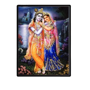 Radha Krishna Laminated Photo - 9x11 Inches, Divine Blessings for Home & Office and Temple Decoration