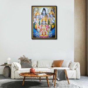 Brahma Vishnu Shiva Ram Krishna Laminated Photo - 5x7 Inches, Divine Blessings for Home & Office and Temple Decoration