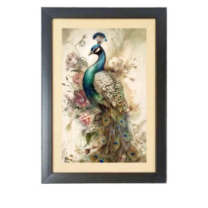 The lovely peacock Black Photo Frame Funny Animal and Bird Cartoon Art The lovely peacock Black Photo Frame Funny Animal and Bird Cartoon Art