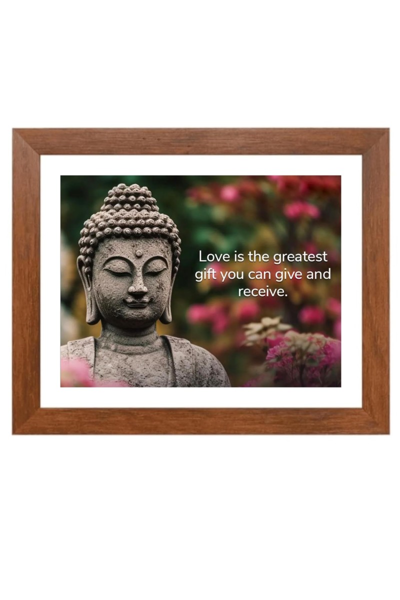 Buddha & His Famous Quote Photo Frame - Brown Frame, Perfect for Office & Wall Decoration, Ideal Gift