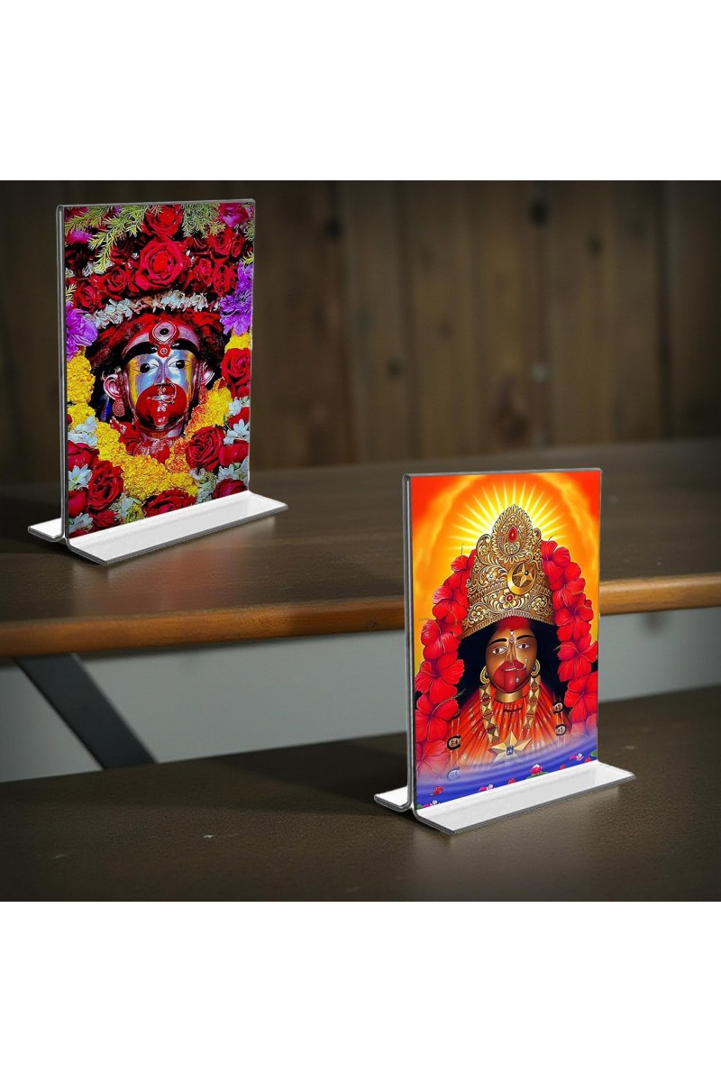 Tara Debi Acrylic T-Style Photo Stand - 5x7 Inches, Compact and Stylish Spiritual Display, easily change 2 photos (Pack of 1)