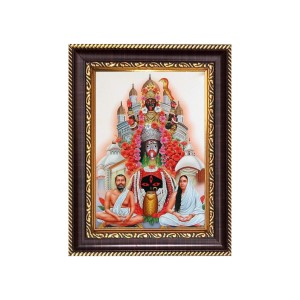Sri Maa Kali, Sri Ramkrishna and Sri Maa Sarada Devi Digital Print Photo 6.7x8.7 inches - Vibrant Religious Wall Art for Home, Office and Temple Decor.
