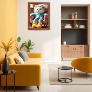 AI Funny Cute Cat Art Picture for Kids - 10x14 inches, Brown Color - Perfect Wall Decor for Children's Room AI Funny Cute Cat Art Picture for Kids - 10x14 inches, Brown Color - Perfect Wall Decor for Children's Room