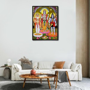 Brahma Vishnu & Shiva Laminated Photo - 5x7 Inches, Divine Blessings for Home & Office and Temple Decoration