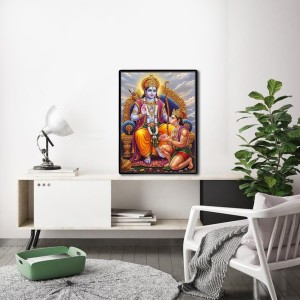 Sri Ram Hanuman Laminated Photo (7x9 Inches Without glass) Divine Blessings for Table and Walls,Home & Office and Temple Decoration