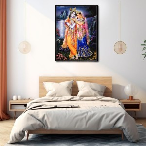 Radha Krishna Laminated Photo - 9x11 Inches, Divine Blessings for Home & Office and Temple Decoration