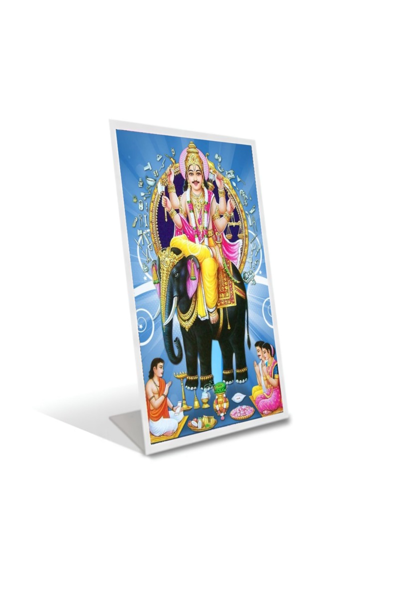 Car Desk/Table Top Lord Vishwakarma Acrylic L-Style Photo Stand - 2.5x3.5 Inches, Compact And Stylish Spiritual Display (F6718)