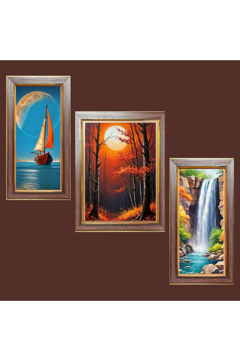 3-Pack Drifting with the Tide painting Photo Frames - 2 Pieces 6x13 Inch & 1 Piece 10x13 Inch - Rustic Wall Art for Home & Office Decor - Botanical Wall Hanging for Living Room, Bedroom, or Work