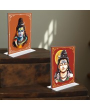 Lord Shiva Acrylic T-Style Photo Stand - 11x13 Inches, Compact and Stylish Spiritual Display, easily change 2 photos (Pack of 1)