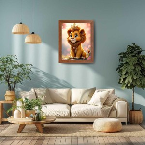 AI Funny Cute Lion Art Picture for Kids - 10x14 inches, Brown Color - Perfect Wall Decor for Children's Room AI Funny Cute Lion Art Picture for Kids - 10x14 inches, Brown Color - Perfect Wall Decor for Children's Room