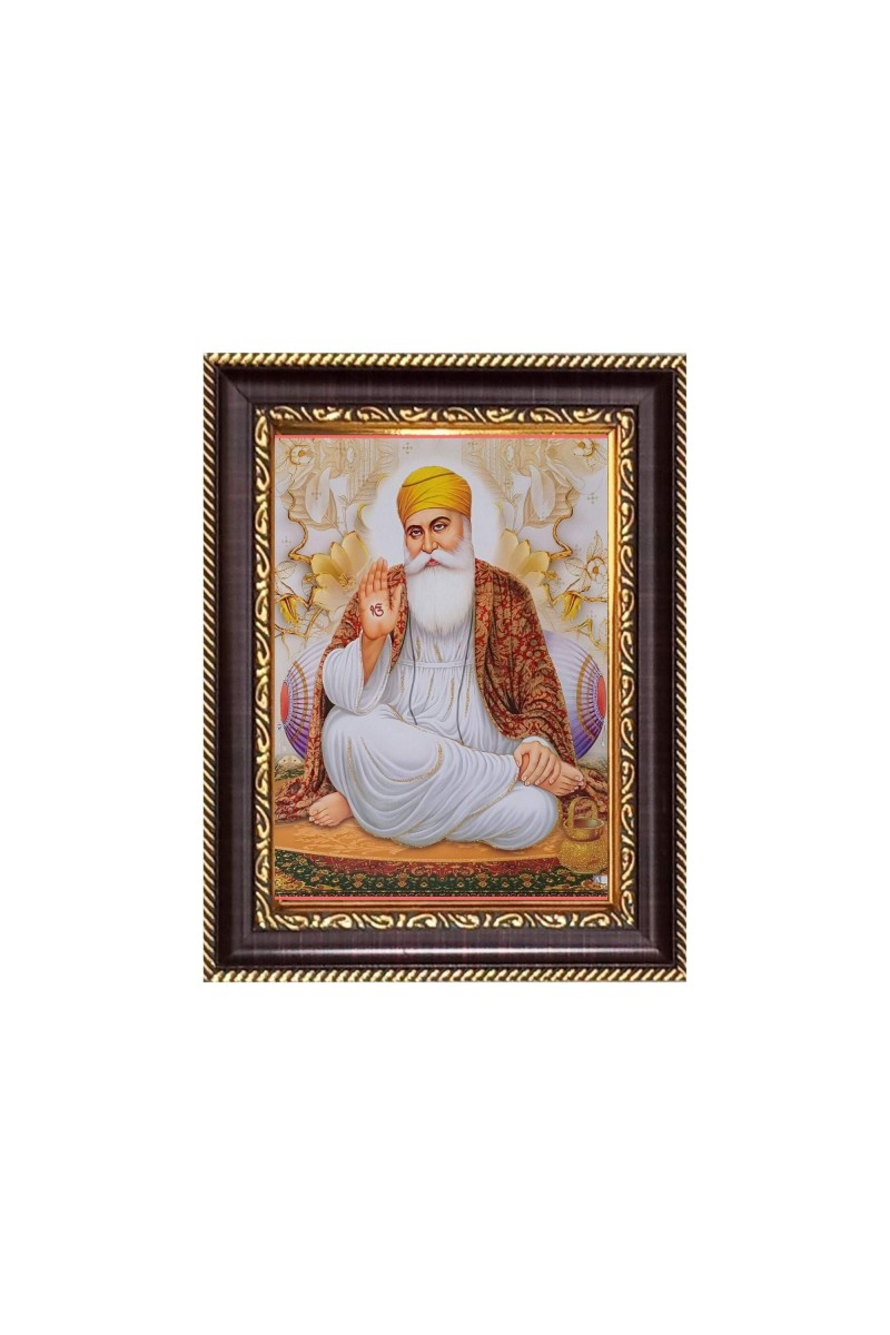 Sri Guru Nanak Dev Ji Digital Print Photo 6.7x8.7 inches - Vibrant Religious Wall Art for Home, Office and Temple Decor.