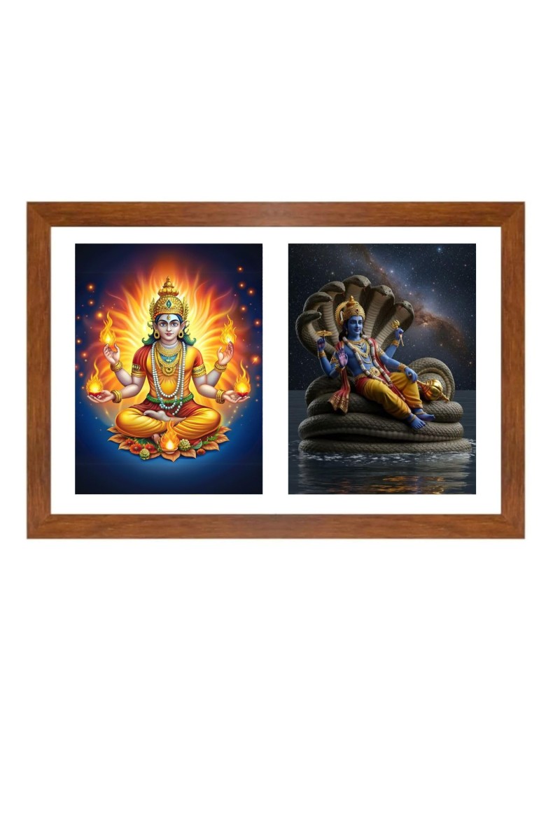 Agni deva and vishnu Photo Frame - 17x21Inches - Spiritual Artwork for Home Decor, Puja Room and Office Decoration