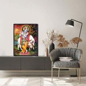 Sri Krishna Laminated Photo (9x11 Inches) Divine Blessings for Home & Office and Temple Decoration