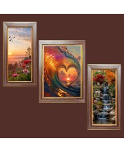 3-Pack Colorful Echoes of Nature Photo Frames - 2 Pieces 6x13 Inch & 1 Piece 10x13 Inch - Rustic Wall Art for Home & Office Decor - Botanical Wall Hanging for Living Room, Bedroom, or Workspace
