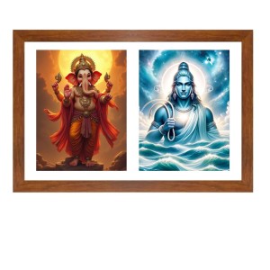 Lord ganesha and varuna deva Photo Frame - 19x23Inches - Spiritual Artwork for Home Decor, Puja Room and Office Decoration Lord ganesha and varuna deva Photo Frame - 19x23Inches - Spiritual Artwork for Home Decor, Puja Room and Office Decoration