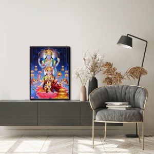 Vishnu Lakshmi Laminated Photo - 5x7 Inches, Divine Blessings for Home & Office and Temple Decoration