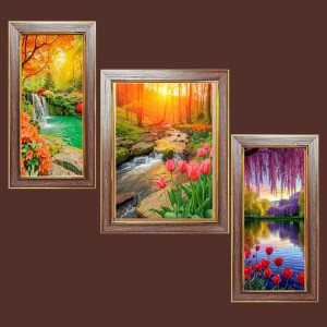 3-Pack Elegant nature Photo Frames - 2 Pieces 8x15 Inch & 1 Piece 12x15 Inch - Rustic Wall Art for Home & Office Decor - Botanical Wall Hanging for Living Room, Bedroom, or Workspace