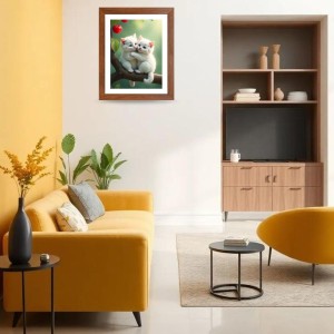AI Funny Cute Cat Art Picture for Kids - 10x14 inches, Brown Color - Perfect Wall Decor for Children's Room