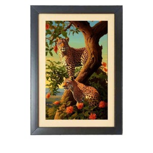 The two wild Cheetahs Photo Frame Funny Animal and Bird Cartoon Art, Black color, 17x21 Inch The two wild Cheetahs Photo Frame Funny Animal and Bird Cartoon Art, Black color, 17x21 Inch