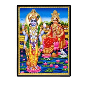 Vishnu & Lakshmi Laminated Photo - 5x7 Inches, Divine Blessings for Home & Office and Temple Decoration Vishnu & Lakshmi Laminated Photo - 5x7 Inches, Divine Blessings for Home & Office and Temple Decoration