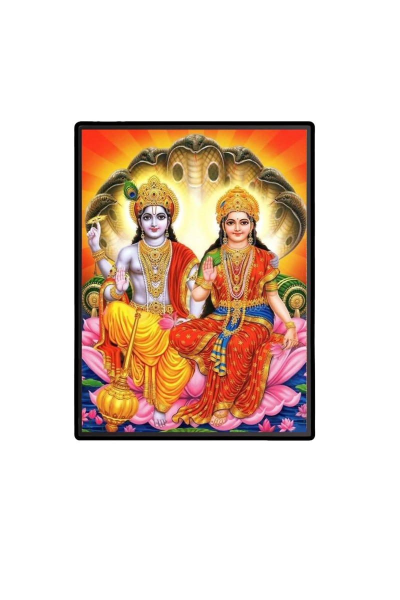 Vishnu & Lakshmi Laminated Photo - 5x7 Inches, Divine Blessings for Home & Office and Temple Decoration