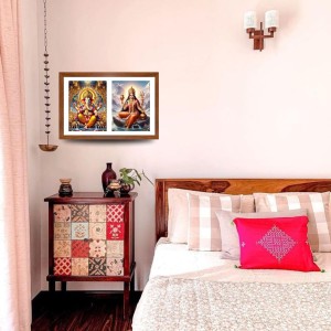 Lord ganesha and goddess parvathi maa Photo Frame - 11x15Inches - Spiritual Artwork for Home Wall Decoration, Puja Room and Office Decoration and Gifting