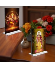 Sri Ganesh & Kartiyeka Acrylic T-Style Photo Stand - 11x13 Inches, Compact and Stylish Spiritual Display, easily change 2 photos (Pack of 1)