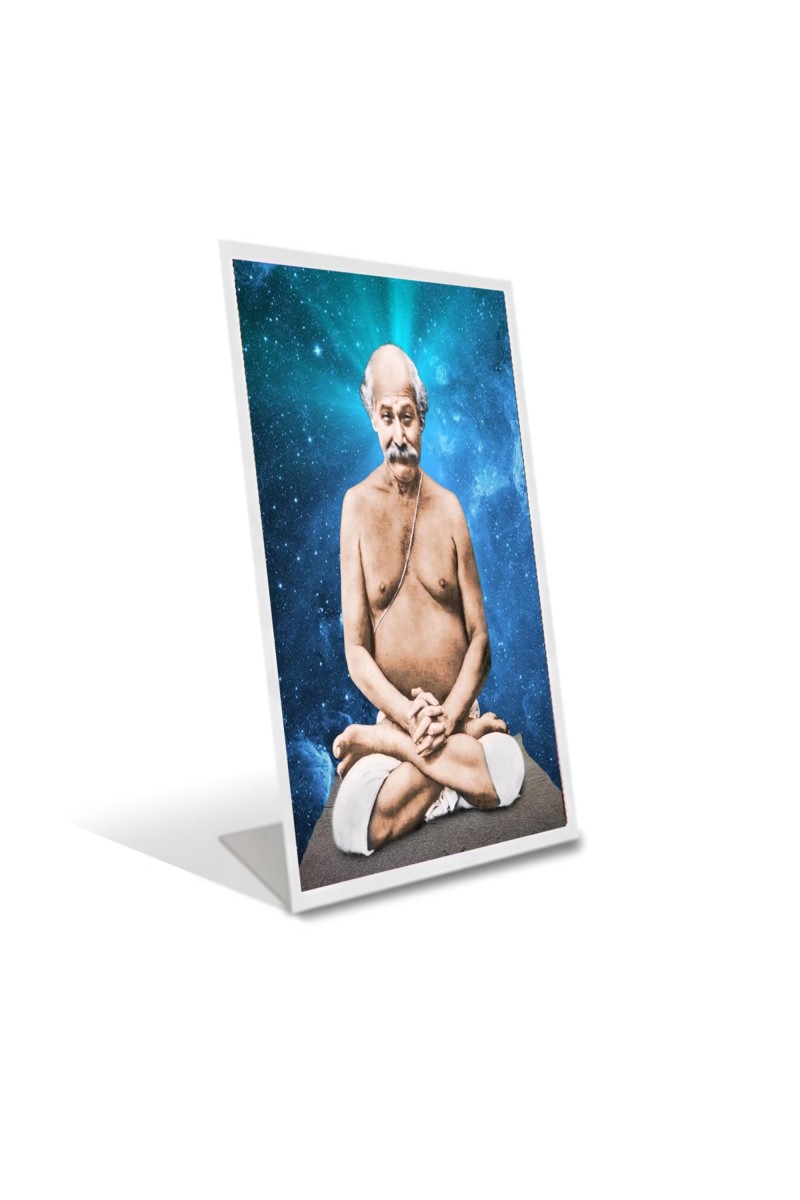 Car Desk/Table Top Shri Lahiri Mahashaya Acrylic L-Style Photo Stand - 2.5x3.5 Inches, Compact And Stylish Spiritual Display (F6720)