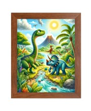 AI Funny Dinosaurs Art Picture for Kids - 10x14 inches, Brown Color - Perfect Wall Decor for Children's Room AI Funny Dinosaurs Art Picture for Kids - 10x14 inches, Brown Color - Perfect Wall Decor for Children's Room