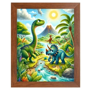 AI Funny Dinosaurs Art Picture for Kids - 10x14 inches, Brown Color - Perfect Wall Decor for Children's Room AI Funny Dinosaurs Art Picture for Kids - 10x14 inches, Brown Color - Perfect Wall Decor for Children's Room