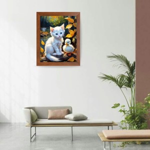 AI Funny Cute Cat Art Picture for Kids - 10x14 inches, Brown Color - Perfect Wall Decor for Children's Room AI Funny Cute Cat Art Picture for Kids - 10x14 inches, Brown Color - Perfect Wall Decor for Children's Room