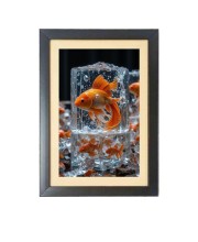 The lovely golden fish Black Photo Frame Funny Animal and Bird Cartoon Art