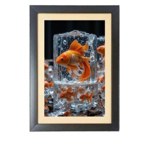 The lovely golden fish Black Photo Frame Funny Animal and Bird Cartoon Art The lovely golden fish Black Photo Frame Funny Animal and Bird Cartoon Art