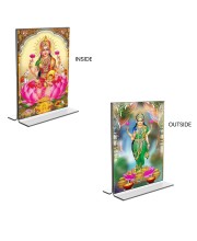 Debi Lakshmi Acrylic T-Style Photo Stand, Compact and Stylish Spiritual Display, easily change 2 photos (Pack of 1)