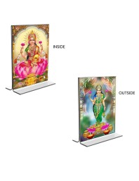 Debi Lakshmi Acrylic T-Style Photo Stand - 7x9 Inches, Compact and Stylish Spiritual Display, easily change 2 photos (Pack of 1)