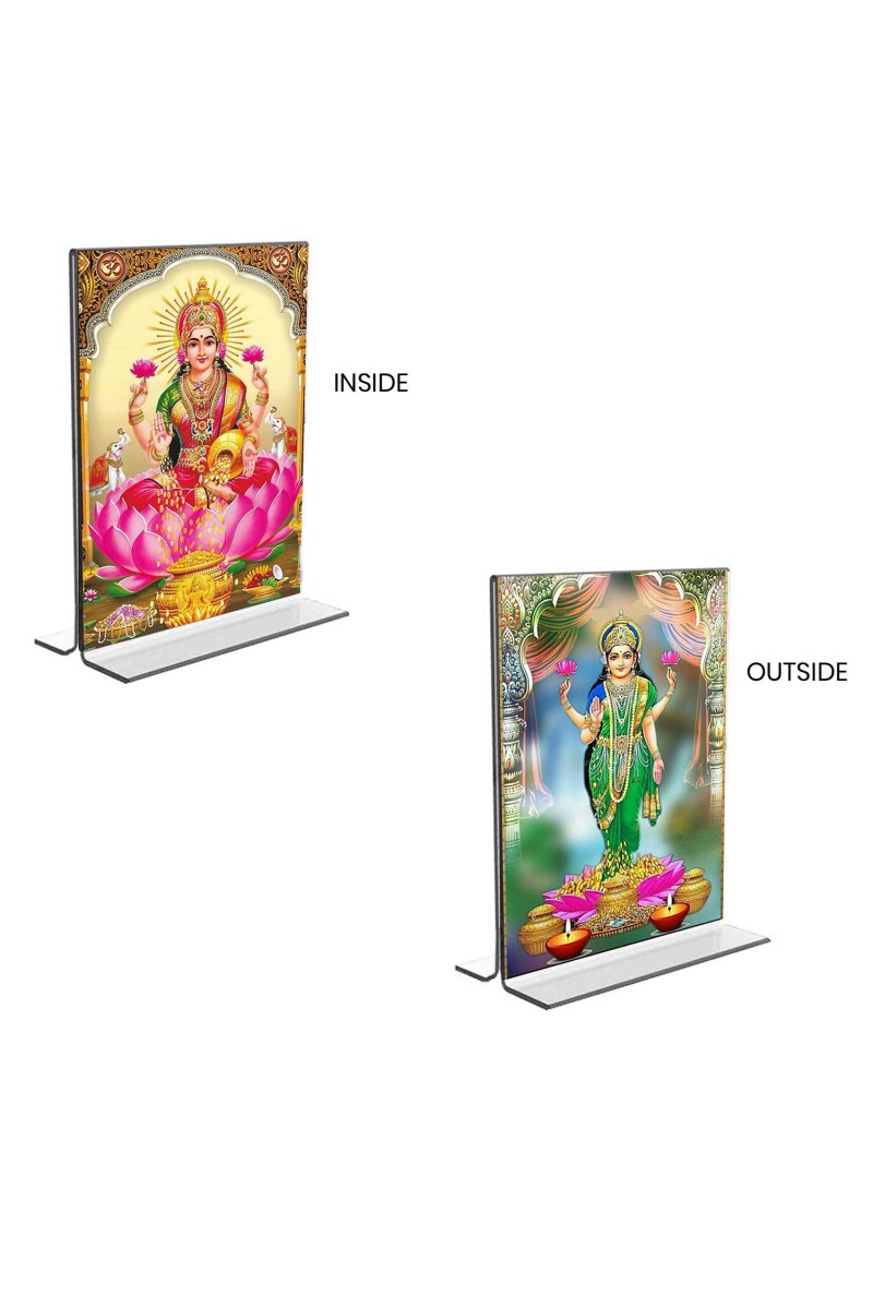 Debi Lakshmi Acrylic T-Style Photo Stand, Compact and Stylish Spiritual Display, easily change 2 photos (Pack of 1)