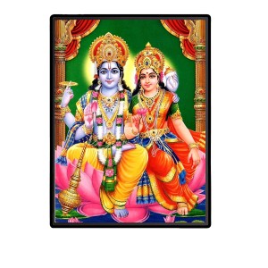 Vishnu Lakshmi Laminated Photo - 5x7 Inches, Divine Blessings for Home & Office and Temple Decoration