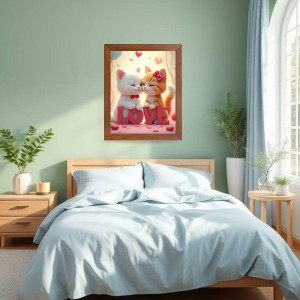 AI Funny Cute Cat Art Picture for Kids - 10x14 inches, Brown Color - Perfect Wall Decor for Children's Room