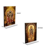Lord Tirupati Balaji Acrylic T-Style Photo Stand - 11x13 Inches, Compact and Stylish Spiritual Display, easily change 2 photos (Pack of 1)