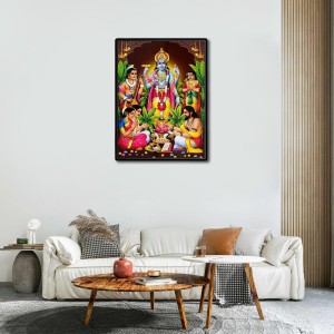 Satyanarayana Laminated Photo - 7x9 Inches, Divine Blessings for Home & Office and Temple Decoration