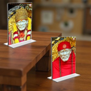 Sai Baba Acrylic T-Style Photo Stand, Compact and Stylish Spiritual Display, easily change 2 photos (Pack of 1) Sai Baba Acrylic T-Style Photo Stand, Compact and Stylish Spiritual Display, easily change 2 photos (Pack of 1)