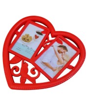 HiTechMart Romantic Red Heart-Shaped Double Photo Frame – Love-Themed Home Décor, 4x6 Inches (10x15cm) – Perfect for Couples, Weddings, Anniversaries & Valentine’s Day Gift