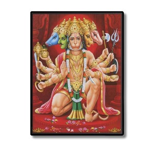 Panchamukhi Hanuman Laminated Photo (7x9 Inches Without glass) Divine Blessings for Table and Walls,Home & Office and Temple Decoration