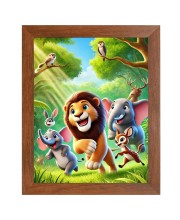 AI Funny Lion and elephant & birds Art Picture for Kids - 10x14 inches, Brown Color - Perfect Wall Decor for Children's Room AI Funny Lion and elephant & birds Art Picture for Kids - 10x14 inches, Brown Color - Perfect Wall Decor for Children's Room