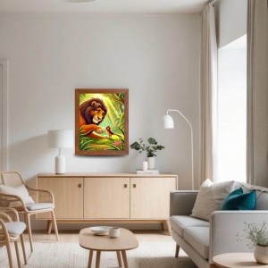 AI Funny Lion with bird Art Picture for Kids - 10x14 inches, Brown Color - Perfect Wall Decor for Children's Room AI Funny Lion with bird Art Picture for Kids - 10x14 inches, Brown Color - Perfect Wall Decor for Children's Room