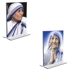 Car Desk/Table Top Mother Teresa Acrylic T-Style Photo Stand - 2.5x3.5 Inches, Compact and Stylish Spiritual Display, easily change 2 photos (Pack of 1) Car Desk/Table Top Mother Teresa Acrylic T-Style Photo Stand - 2.5x3.5 Inches, Compact and Stylish Spiritual Display, easily change 2 photos (Pack of 1)