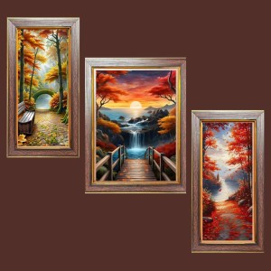 3-Pack The Canvas of the Earth Photo Frames - 2 Pieces 6x13 Inch & 1 Piece 10x13 Inch - Rustic Wall Art for Home & Office Decor - Botanical Wall Hanging for Living Room, Bedroom, or Workspace