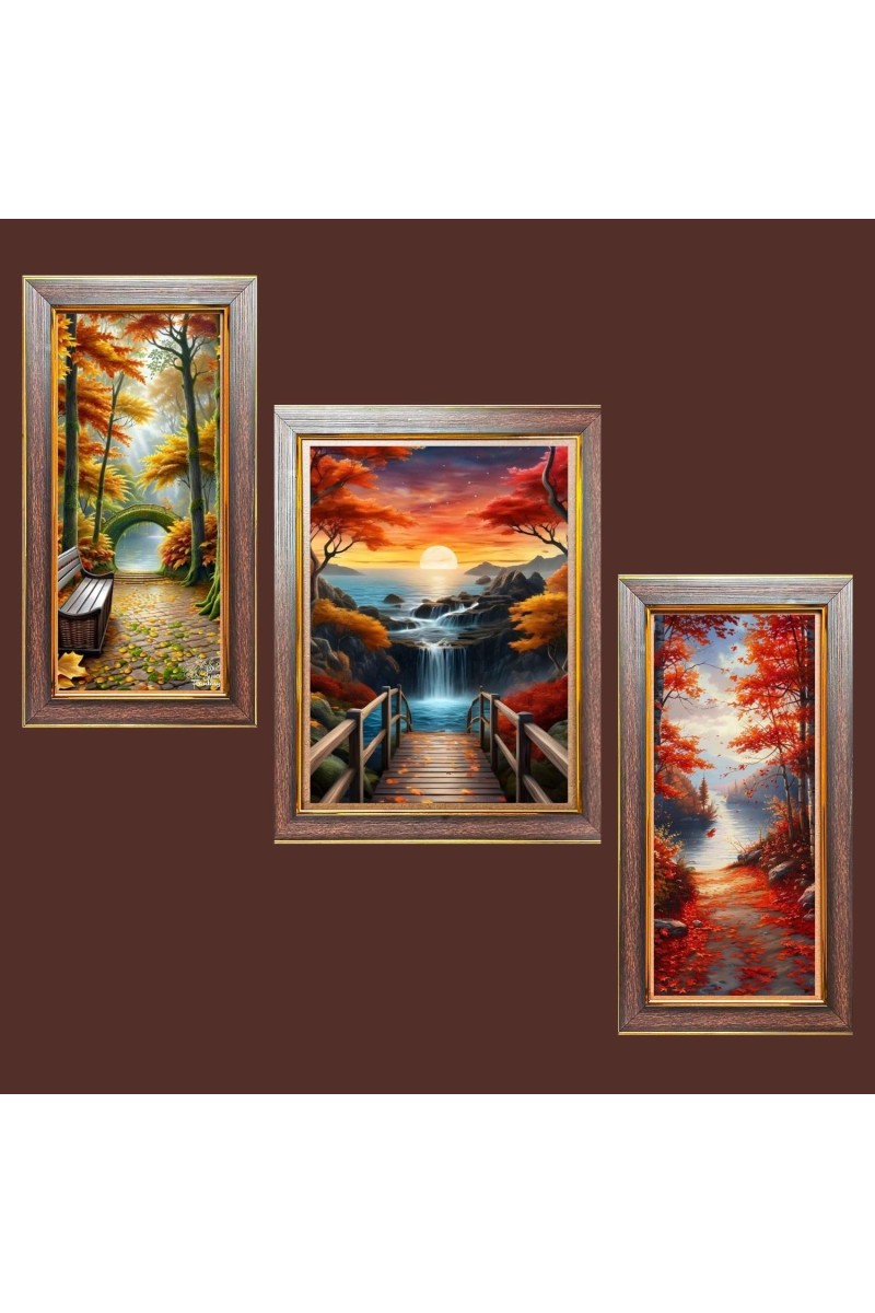 3-Pack The Canvas of the Earth Photo Frames - 2 Pieces 6x13 Inch & 1 Piece 10x13 Inch - Rustic Wall Art for Home & Office Decor - Botanical Wall Hanging for Living Room, Bedroom, or Workspace