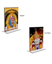 Sai Baba Acrylic T-Style Photo Stand - 11x13 Inches, Compact and Stylish Spiritual Display, easily change 2 photos (Pack of 1)